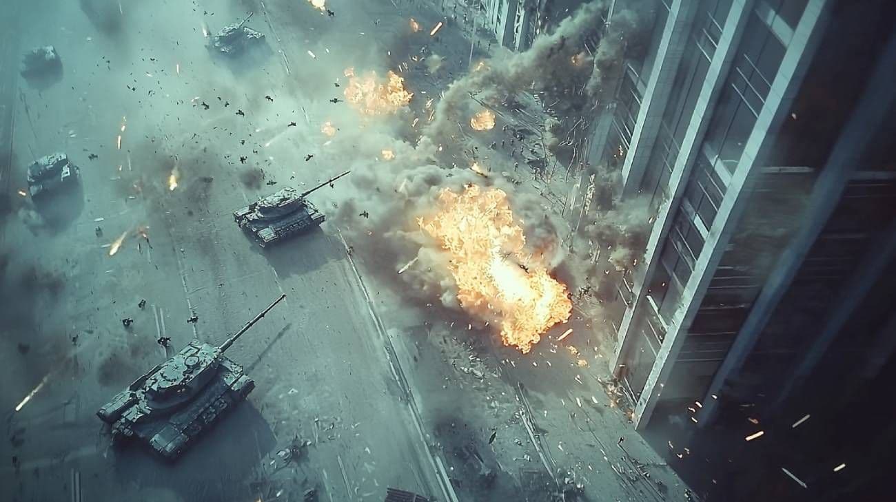 Modern warfare battlefield background