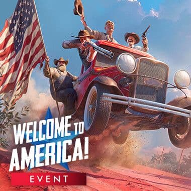 Americans in a pickup truck are chasing out foreign invaders while waving flags and guns.